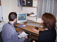 Ms Nash going through the Career Portal site with a student